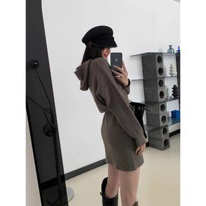 Gray Hooded Sweater Dress - Size S Brand New, Never Worn!